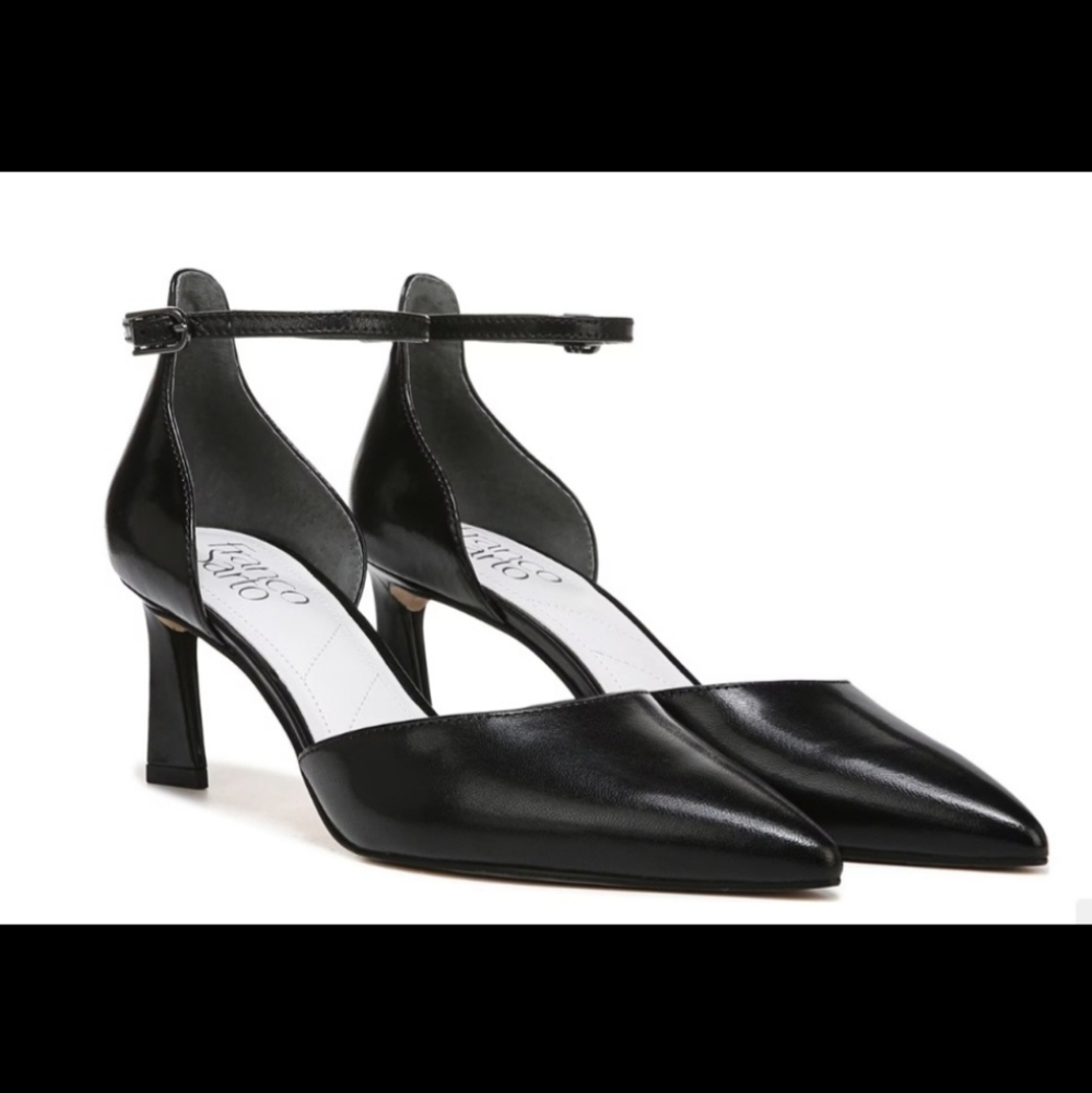 Brand new Franco Sarto Taros Black Leather Ankle Strap pumps
